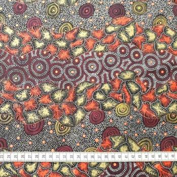 Preview: RED WILD SEED & WATERHOLE Aborigines Stoff aus Australien